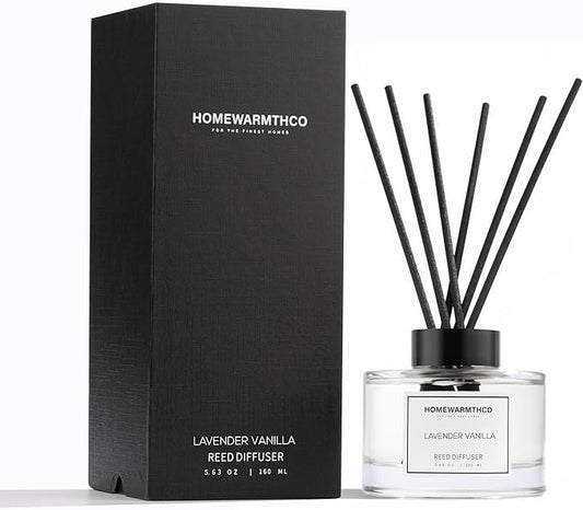 Lavender Vanilla Reed Diffuser Set - Luxury Fragrance Reed Diffusers for Home, Office & Bathroom Décor - Long Lasting Scent Sticks Diffuser with Non-Toxic Oils (5.63 oz)