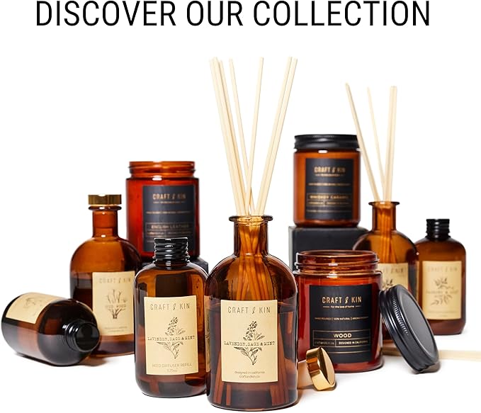 Oud Wood Reed Diffuser Oil Refill | Reed Diffuser Refill for Craft & Kin Diffusers | Long Lasting Home Fragrance - 5.75 oz