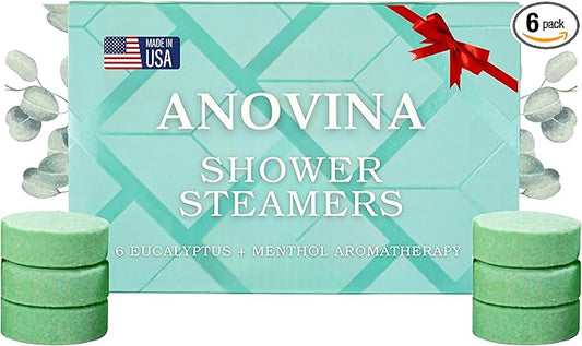 Anovina Eucalyptus & Menthol Shower Steamers – Aromatherapy Shower Tablets with Soothing Vapors – Made in USA – Shower Bomb Gift Set for Men & Women
