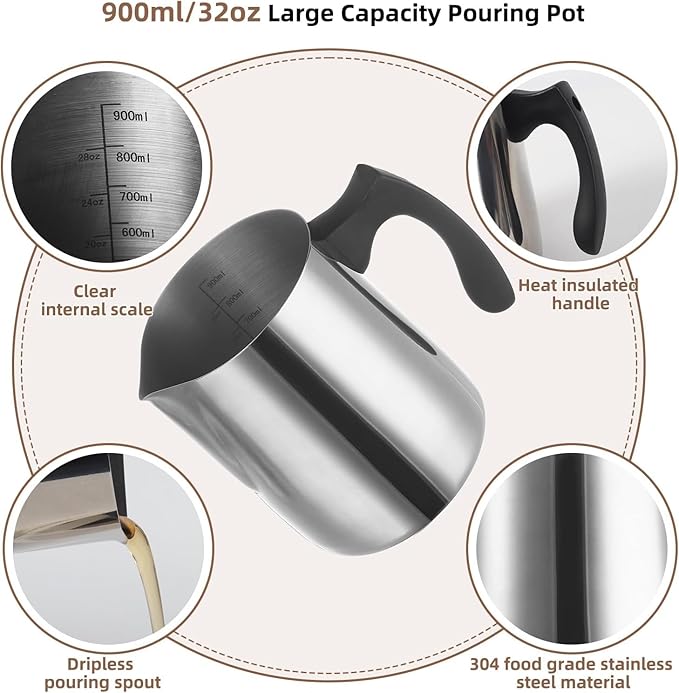 HOUSEASSIST Candle Making Kit Supplies,32oz Stainless Steel Candle Make Pouring Pot, Sticker, 3-Hole Wicks Holder,Candle Wicks for Candle Making DIY Craft Tools