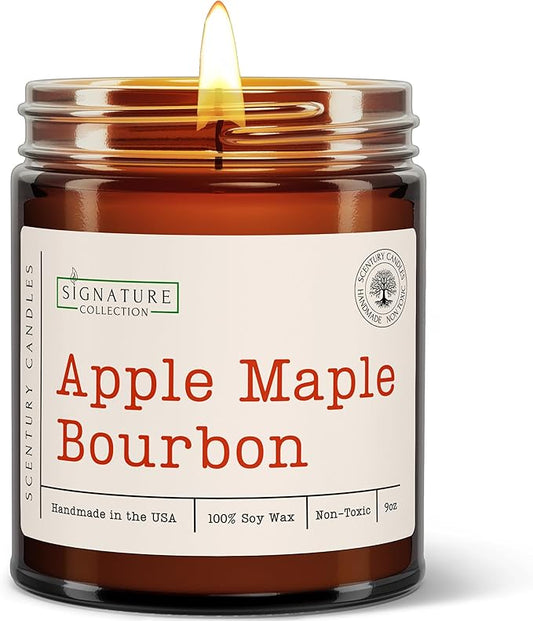 Apple Maple Bourbon Scented Candle, Many Scents to Choose from, All Natural Non-Toxic Soy Wax, Handmade in The USA (Apple Maple Bourbon)