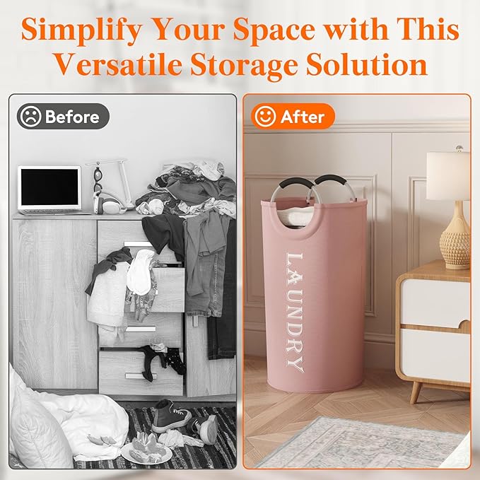 Lifewit 100L 2-Pack Large Laundry Basket, Collapsible Laundry Hamper with Aluminum Handles, Waterproof Freestanding Dirty Clothes Hampers for Laundry Room Bedroom Dorm Bathroom, Pink