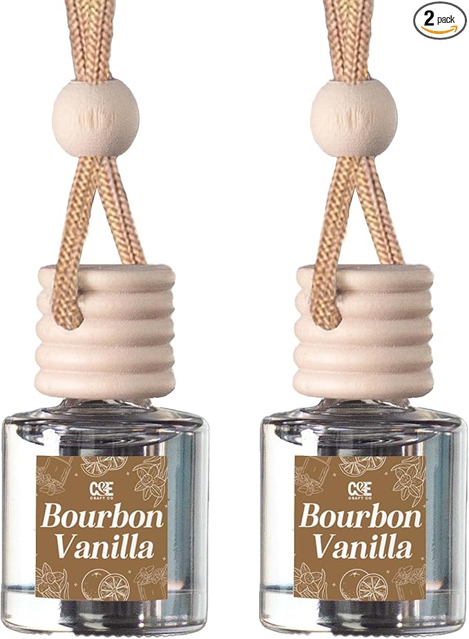 CANDECraftCo Car Air Hanging Fragrance Oil, Car Auto Freshener for Essential Oils, Scents Fragrance Aromatherapy Automobile Diffuser, Long Lasting (Bourbon Vanilla)