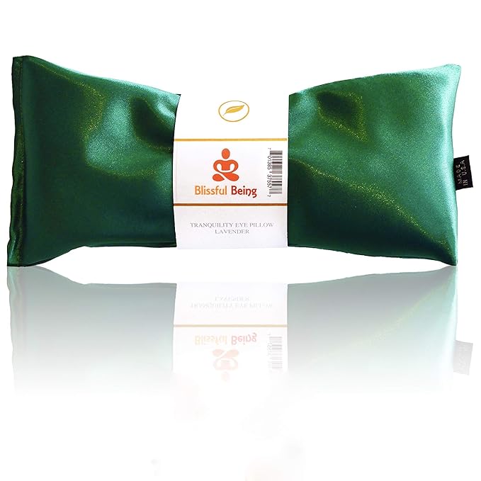 Lavender Eye Pillow | Hot or Cold Weighted Satin Eye Mask perfect for Sleeping, Yoga, Meditation | Gifts for Women, Birthday, Teachers | Natural Herbal Relaxation | Made in USA(Emerald)