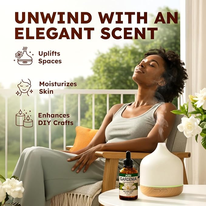 KUKKA Gardenia Essential Oils - 4 Fl Oz - for Hair, Skin, Diffuser, Aromatherapy & DIY Soap Making Scent