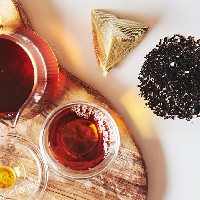 Grace Farms Organic Earl Grey Black Tea, 16 Pyramid Sachets | Bergamot Oil | Fairtrade & Kosher |Gives Back 100% of Profits