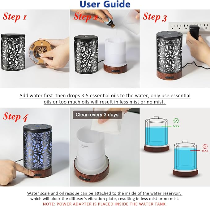 Essential Oil Diffuser Aromatherapy Diffuser - Metal Aroma Diffuser for Home 150ml Ultrasonic Cool Mist Diffuser with 7 Colors Light Waterless Auto-Off for Home Office Decor & Gift (Dragonfly)