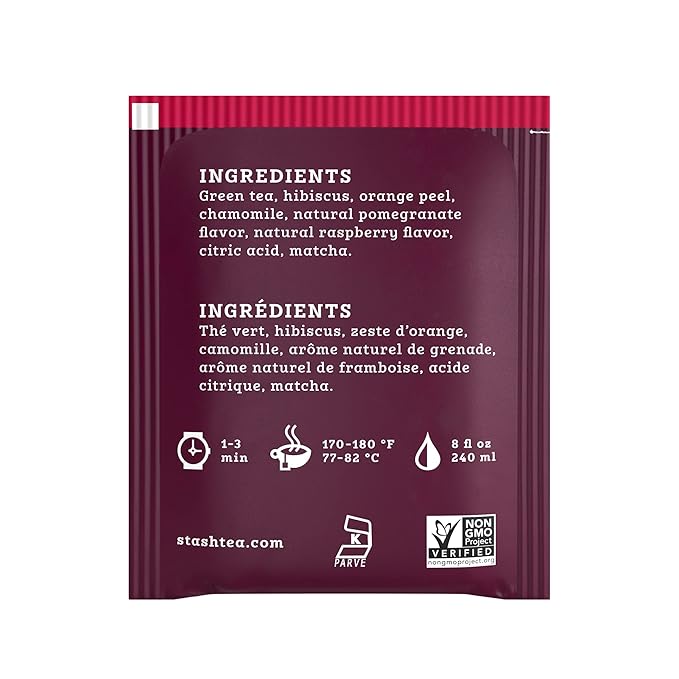 Stash Tea Pomegranate Raspberry Green Tea, Box of 100 Tea Bags