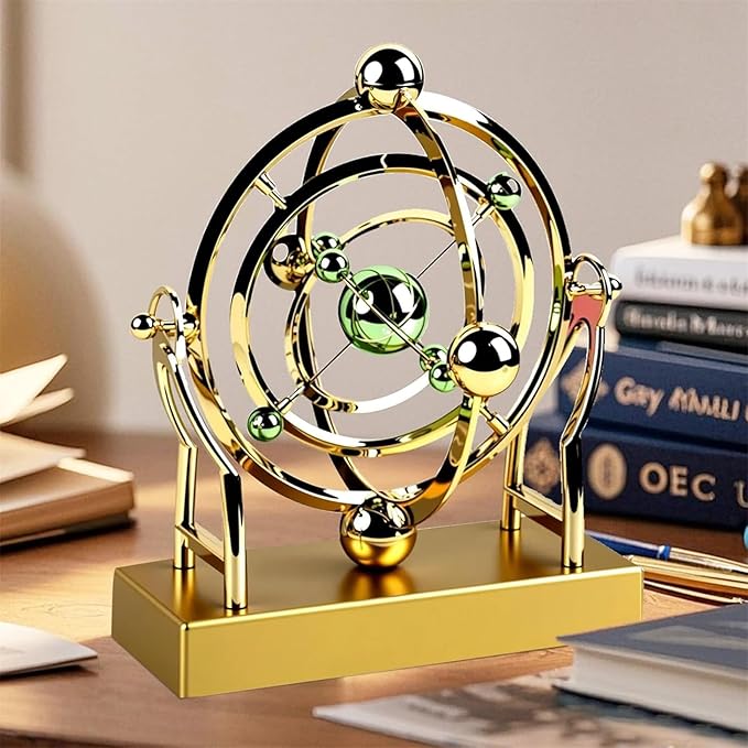 Celestial Orbit Perpetual Motion Pendulum, Kinetic Art Desk Decor, Battery Powered Perpetual Motion Machine, Magnetic Balance Model for Home or Office