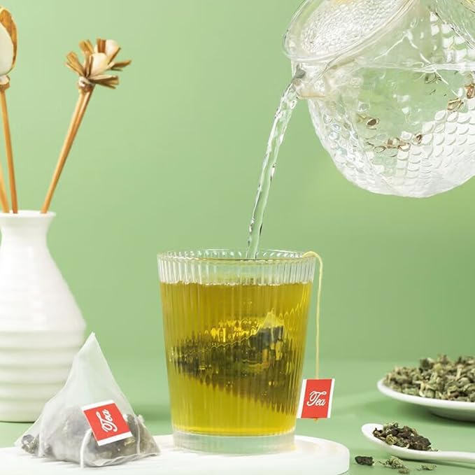 85g/3Oz Pure Mint Herbal Tea Bags, Peppermint & Spearmint, Loose leaf 50 Pyramid Teabags, Blended with Fresh Ingredients, Natural Herbal Tea, Gluten Free