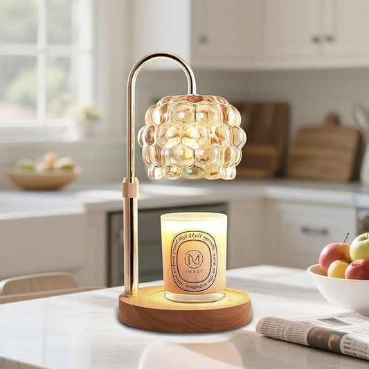 Candle Warmer Lamp with Timer Adjustable - Height Candle Warmer, Dimmer, Vintage Glass Wax Melting Lamps for Home Decor, for Candles in Jars with 2 Bulbs