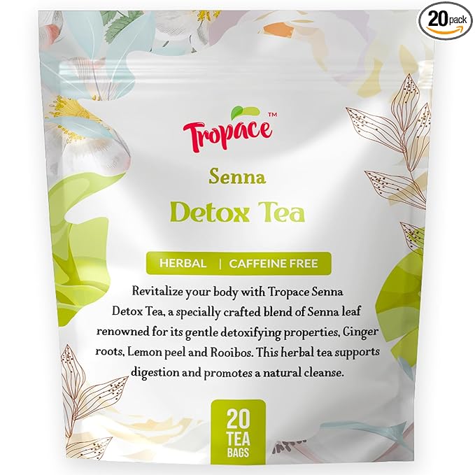 Tropace Senna Leaf Herbal Tea – Caffeine-Free, 20 Tea Bags Infused with Senna, Ginger, Rooibos & Lemon Peel – Rooted in Africa, Packed in USA, 1.8 oz (50g)