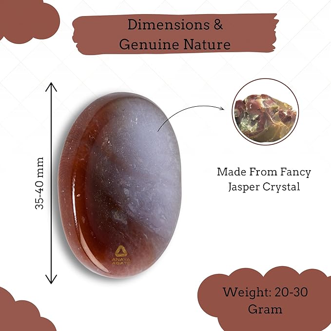 Fancy Agate Worry Stone – Crystal Thumb Worry Stones for Anguish, Stress – Relaxing and Soothing Balance Stones for Meditation, Stress Relief – Healing Stones and Crystals for Men and Women
