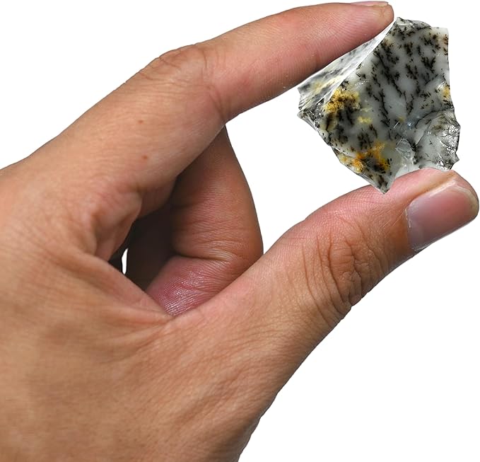 Amazing Gemstone Dendrite Opal Raw Crystals and Healing Stones, Natural Rocks for Tumbling - DIY Raw Stones and Crystals, 2 Pieces