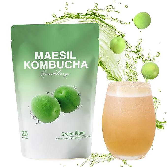 DALAMHARI Kombucha Powder | Green Plum 20T | Probiotic Soda Urban Remedy Kombucha Synergy Scoby Starter Kit Adaptogen Drink Health Ade Kombucha Tea Bubbly