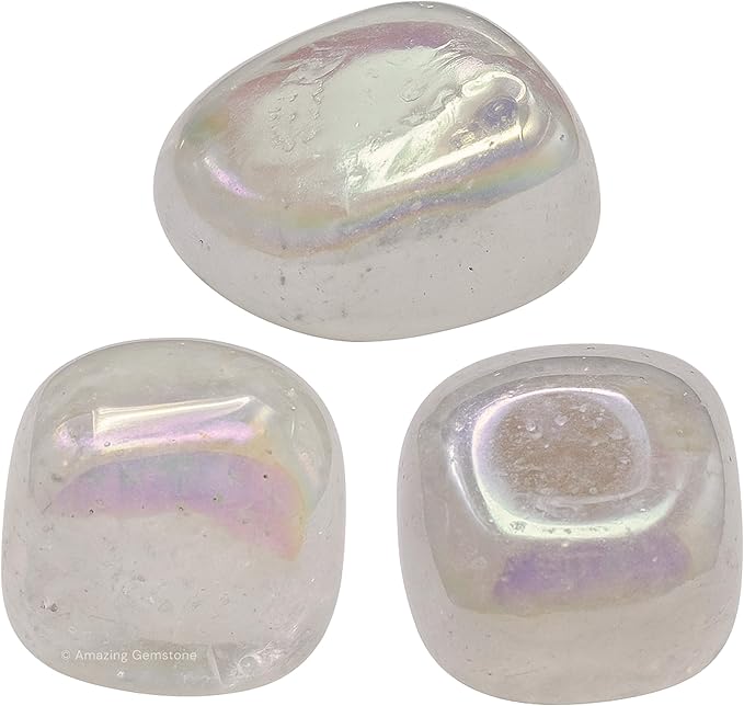 Amazing Gemstone Angel Aura Quartz Crystals and Healing Stones - 1000+ Carats, Healing Stones for Energy Balance, Stress Relief - Premium Polished Gems Rocks for Meditation & Wellness