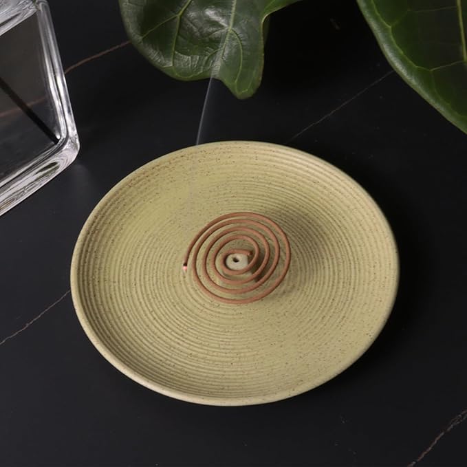 Insence-Stick Holder Ceramic Incense Holder for Sticks Simple Style Incense Burner Insence Tray for Set for Office Yoga Livingroom and Outdoors (Yellow)