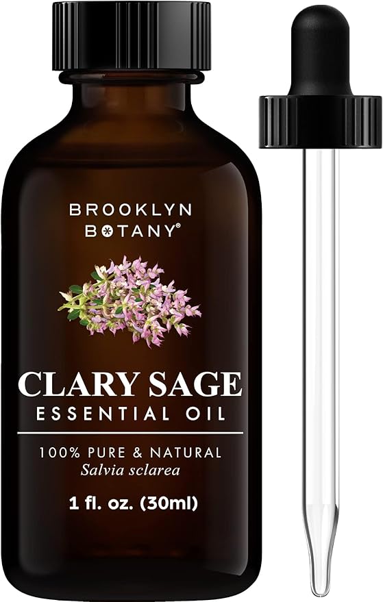 Brooklyn Botany Clary Sage Essential Oil - 100% Pure and Natural - Premium Grade Oil with Dropper - for Aromatherapy and Diffuser - 1 Fl Oz