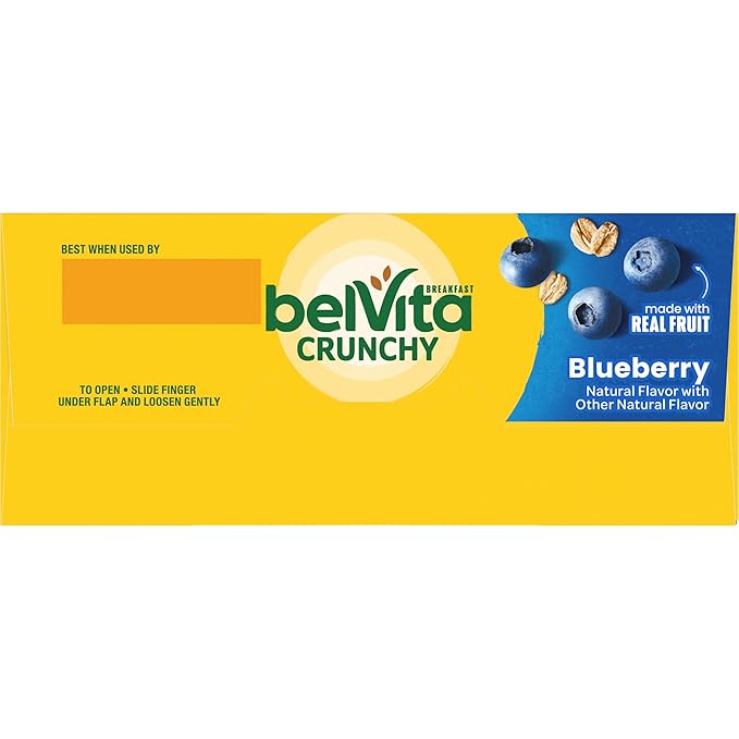 belVita Breakfast Bars Biscuits, Blueberry, 30 Total Packs, 6 Boxes (4 Biscuits Per Pack)