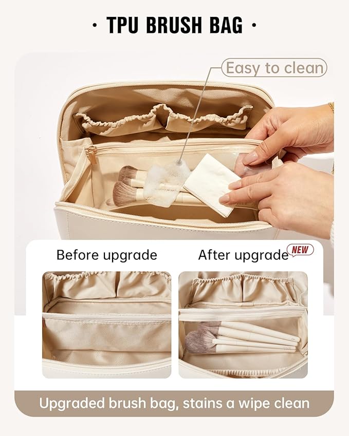 EACHY Travel Makeup Bag,Large Capacity Cosmetic Bags for Women,Waterproof Portable Pouch Open Flat Toiletry Bag Pattern Makeup Bag