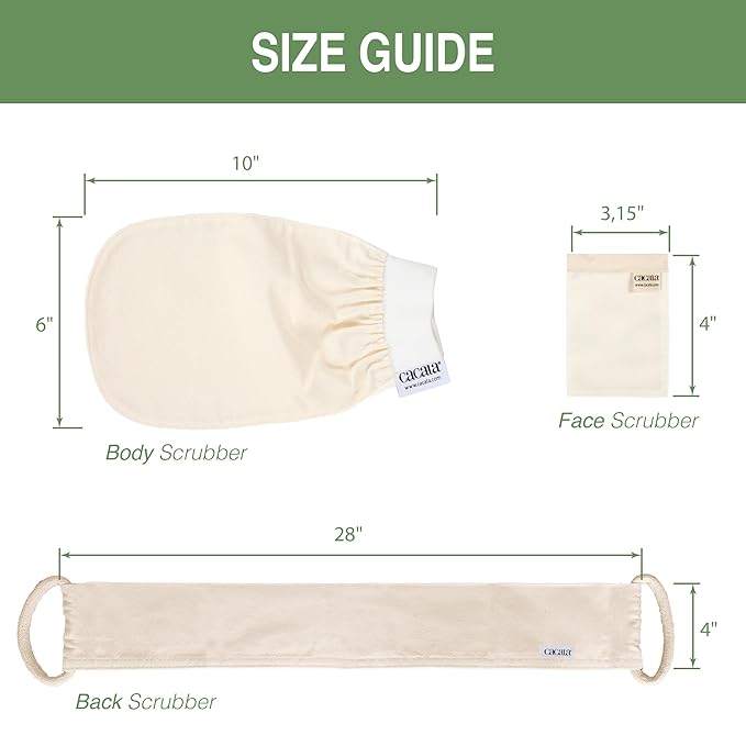 Set of Exfoliating Glove, Face Scrubber & Back Scrubber for Shower, 100% Vegan Viscose exfoliating body scrubber, Bath Hammam Kese & Spa Mitt