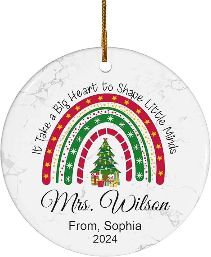 FLOCHIL Personalized Christmas Ornament, Custom Best Teacher Ornament with Name, Teacher Appreciation Gift, Christmas
