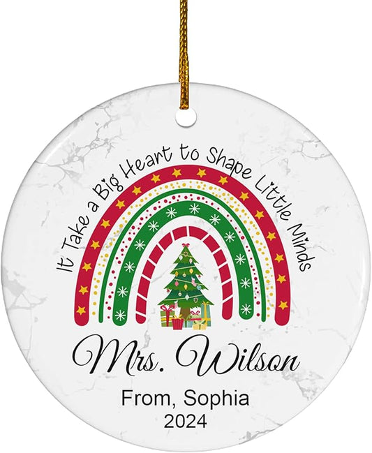 FLOCHIL Personalized Christmas Ornament, Custom Best Teacher Ornament with Name, Teacher Appreciation Gift, Christmas