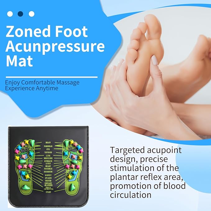 Foot Massage Acupressure Mat,Foot Therapy Anti-Fatigue Pressure Point Massage Mat and Standing and Walking Massage Pad for Stress,Pain and Fatigue Relieve（26 x 13 inches