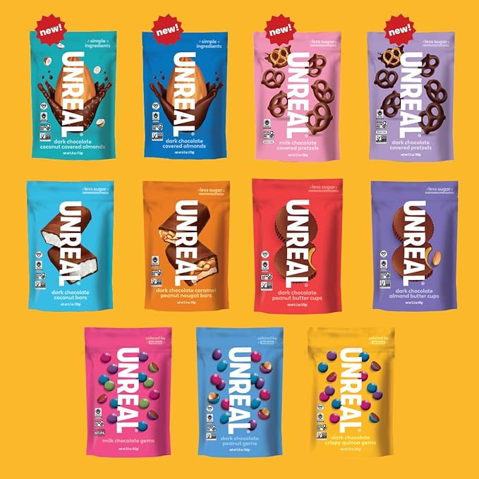 UNREAL Dark Chocolate Quinoa Gems (Value Size Bag) | Vegan, Colors from Nature | Fair Trade, Non-GMO | Gluten Free, No Sugar Alcohols or Soy | 11oz