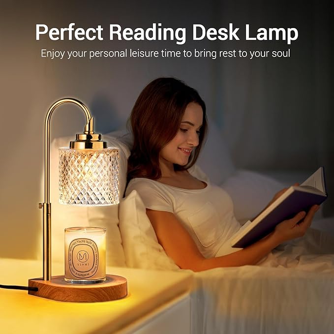 Candle Warmer Lamp, Latest Upgraded Candle Lamp Warmer with 2-4-8H Timing, 4-Level Dimming, Height Adjustable, 2 Bulbs for Home Decor Christmas Birthday Gifts for Women Mom Mother's Day Gifts
