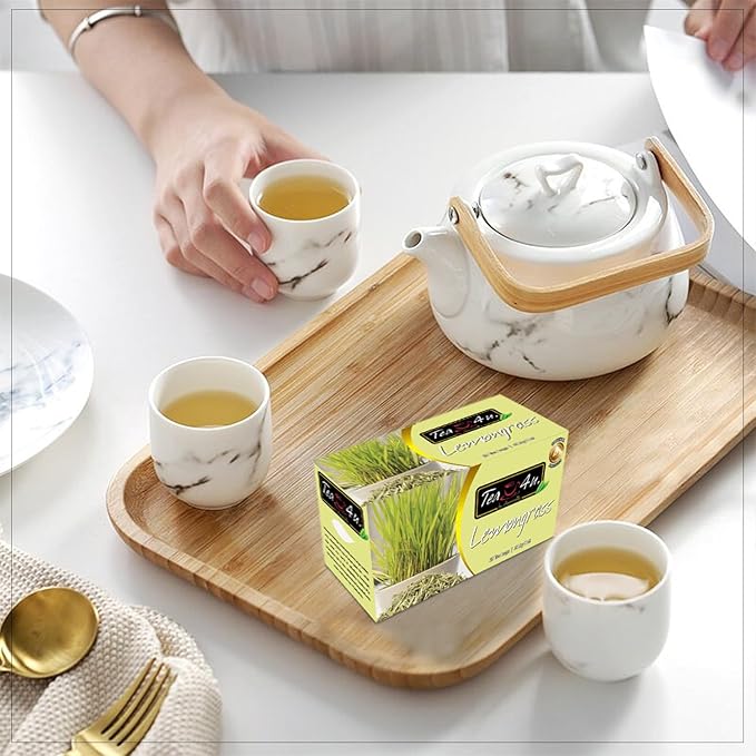 TEA 4U. BY ANVERALLY Lemongrass Herbal Tea Bags - 25 Count (Caffeine Free, Soothing Brew, Authentic & Fresh Flavor)