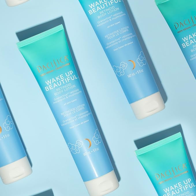 Pacifica Wake Up Beautiful Body Lotion & Serum Set of 2 – Overnight Body Treatment w/Granactive Retinoid, Mushroom & Melatonin, Hydrating Moisturizer Duo for Plumper Skin, Vegan & Cruelty-Free Clean