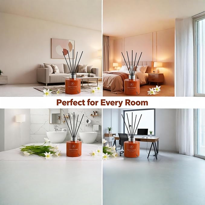 Reed Diffuser Set – 3.38 fl oz (120ml) | Premium Clean Oil Scent Diffuser with Orange & English Pear Freesia Fragrance | Elegant Home Décor, Holidays & Hotel Collection.