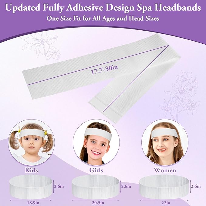 70 Pcs Disposable Spa Facial Headbands, Elastic Headband Wrap with Single Snap Tab, Soft & Flexible Facial Headbands, Stretch Spa for Women, Sport Yoga Salon Shower