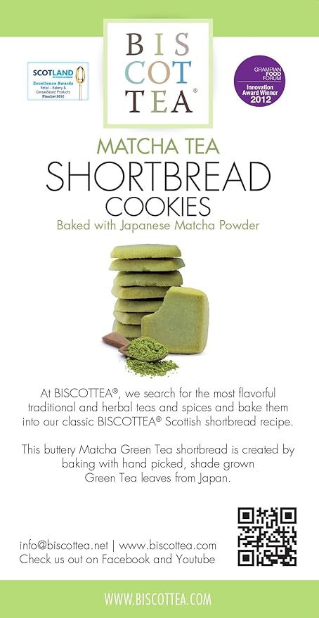 BISCOTTEA Matcha Green Tea Shortbread Cookies (8 Cookies)