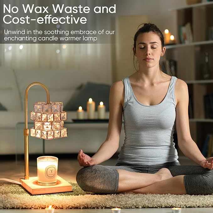 Candle Warmer Lamp with Timer,Electric Candle Warmer Dimmable and Height Adjustable Wax Melt Warmer for Scented Wax Jar Candles,Aromatherapy Decorative Candle Heater Home Fragrance Warmer