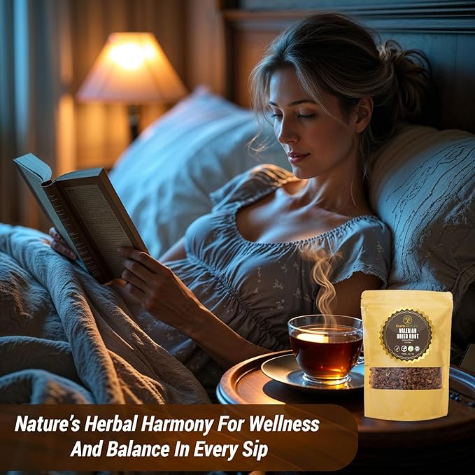 Cure wid Pure Organic Valerian Root Tea - Cut,Sifted & Non-Irradiated Valerian Tea Promotes Natural Relaxing Sleep - Te De Valeriana officinalis in Resealable Eco Friendly Pouch 4oz