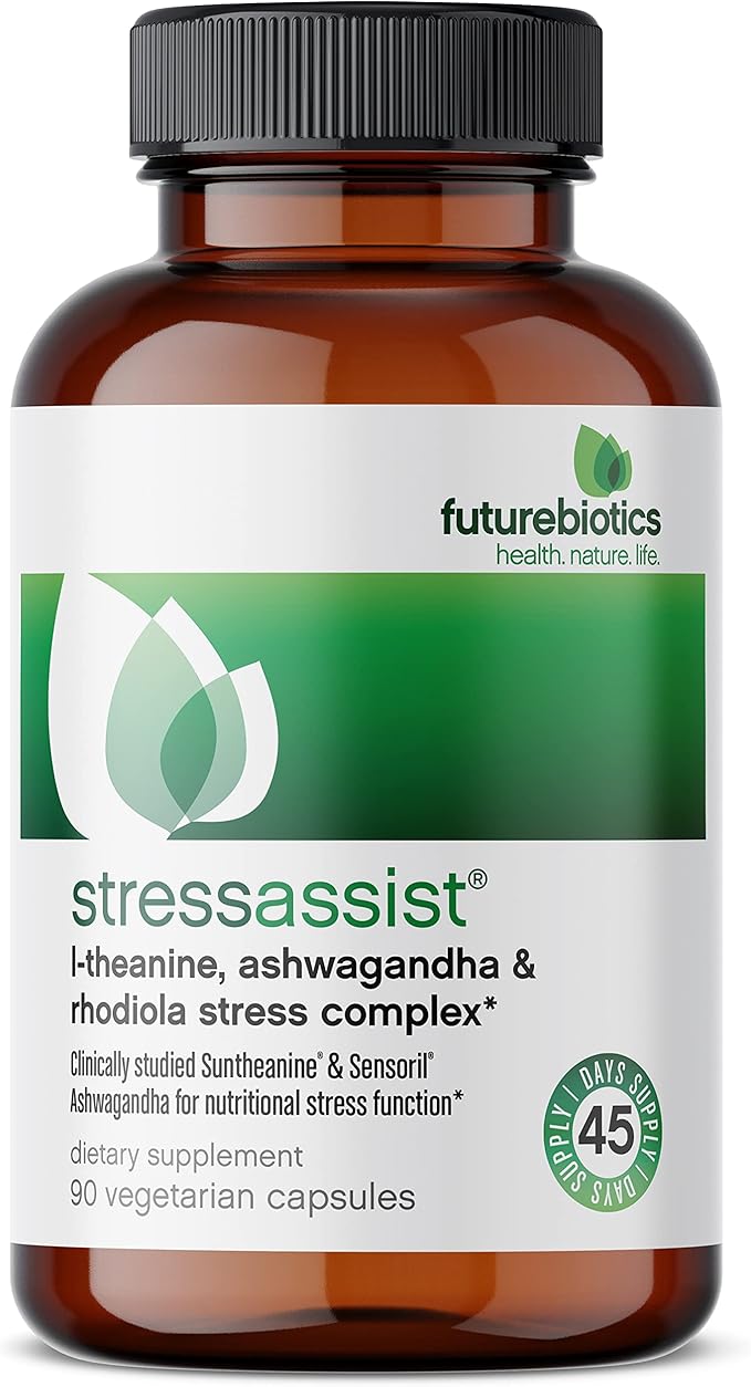 Futurebiotics Stressassist L-theanine Ashwagandha and Rhodiola Rosea Stress Complex - Natural Nutritional Stress Function, 90 Vegetarian Capsules
