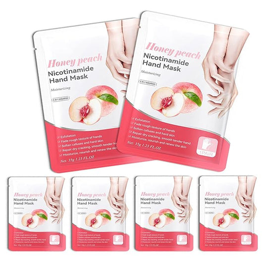 Hand Masks, 6 Pairs Hydrating Exfoliating Hand Peeling Mask, Smooth Hand Masks Moisturizing Gloves Overnight for Dry, Rough, Cracked Hands, Hand Skin Moisturizer Glove for Women Men（G