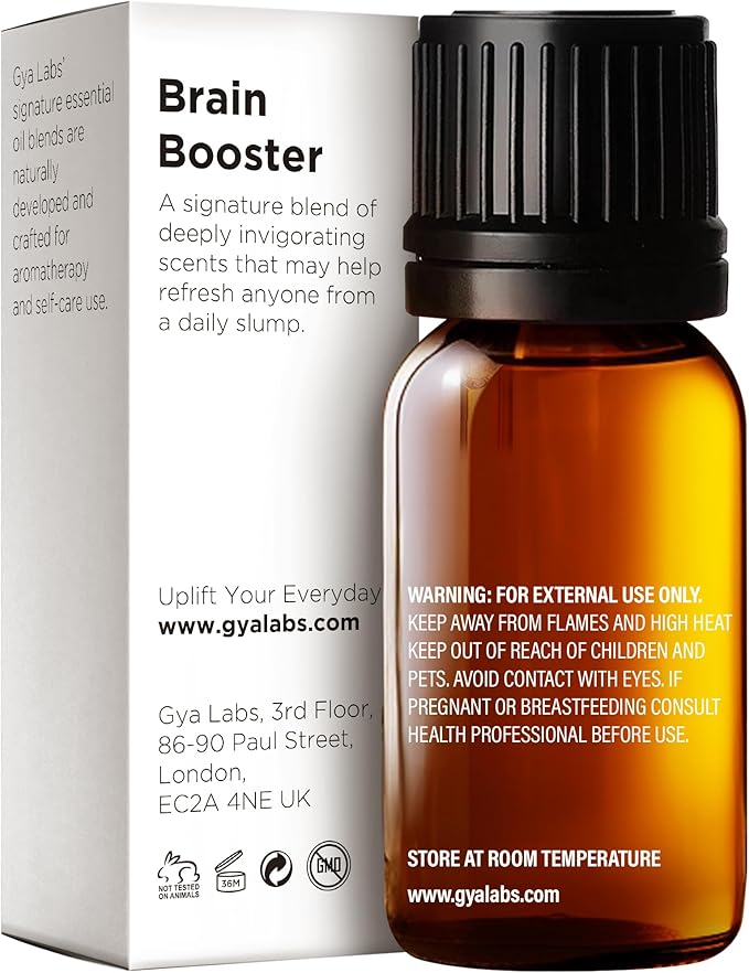 Gya Labs Brain Booster Essential Oil for Aromatherapy – 0.34 Fl Oz – Premium Grade Essential Oils for Diffuser, Aromatherapy, Hair Care, Skin Care, Body, Massage & DIY Candle Making Scents