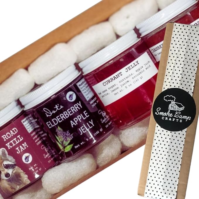 Gourmet Jellies, Marmalade & Jam Gift Set, Assorted Low Sugar Jam & Jellies, Jam & Jelly Gift Sets, Jams, Jellies & Preserves, 142 g x 6 Mini Jam Jars - Smoke Camp Crafts