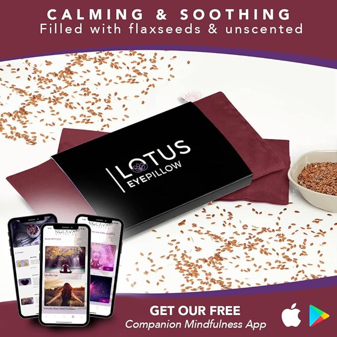 Lotus Unscented Weighted Eye Pillow – Natural Flaxseed Eye Mask for Meditation, Yoga & Travel – Relaxation Gift for Men & Women