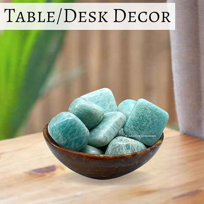 Amazing Gemstone Amazonite Crystals and Healing Stones Tumbled - 1 oz, Natural Healing Stones for Energy Balance, Stress Relief - Premium Polished Gems Rocks for Meditation and Wellness