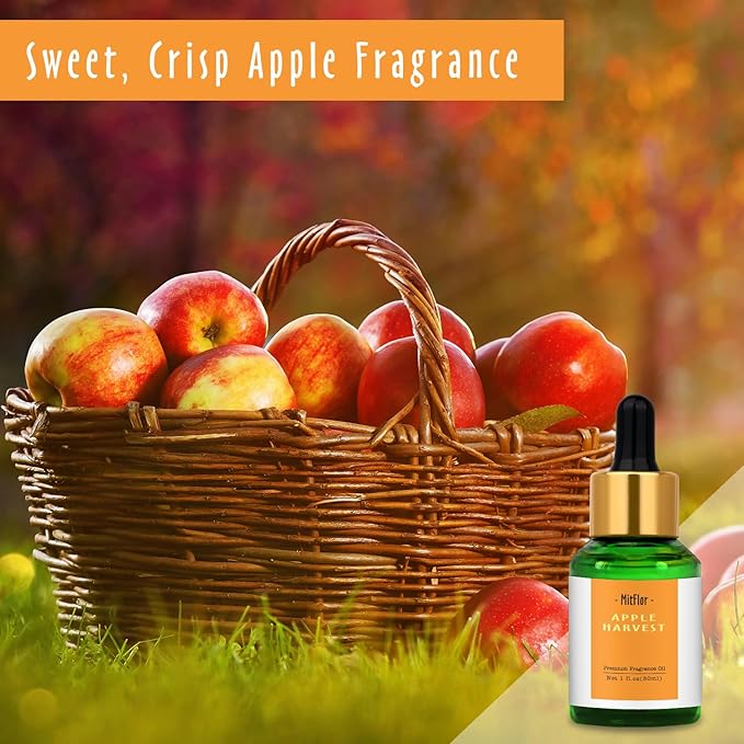 Apple Harvest Fragrance Oil, MitFlor 30ml Premium Fragrance Oil for Diffuser for Home, Soap & Candle Making Scents, Fruit Aromatherapy Diffuser Oil, Crisp and Inviting Scent