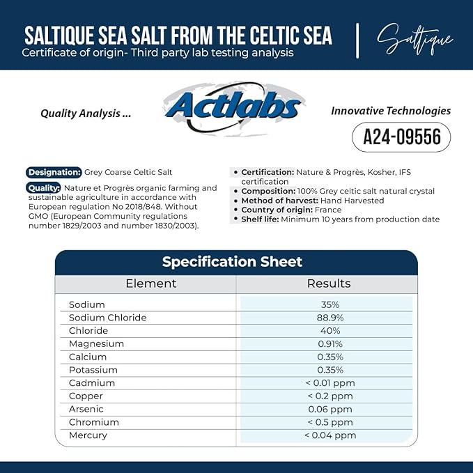 French Grey Coarse from The Celtic Sea 5lb (2.27kg) - 100% Unrefined Sea Salt Packed with 82 Minerals Helping You Stay Hydrated, Improve Electrolyte Balance- Doctor Recommended