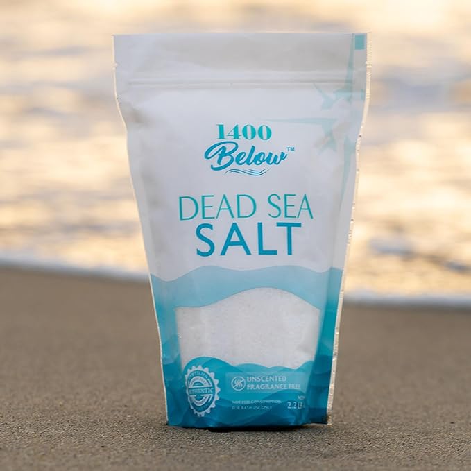 2.2 Lbs Dead Sea Salt, Fine Grain - Foot and Spa Bath Soak, Exfoliating Body Scrub, 100% Pure and Mineral-Rich, Relieves Sore Muscles and Soothes Joints