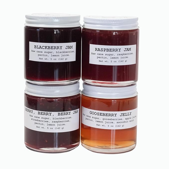 Four Pack Bramble Berry Collection of 5 oz jars of Artisanal Naturally Grown Jams & Jellies