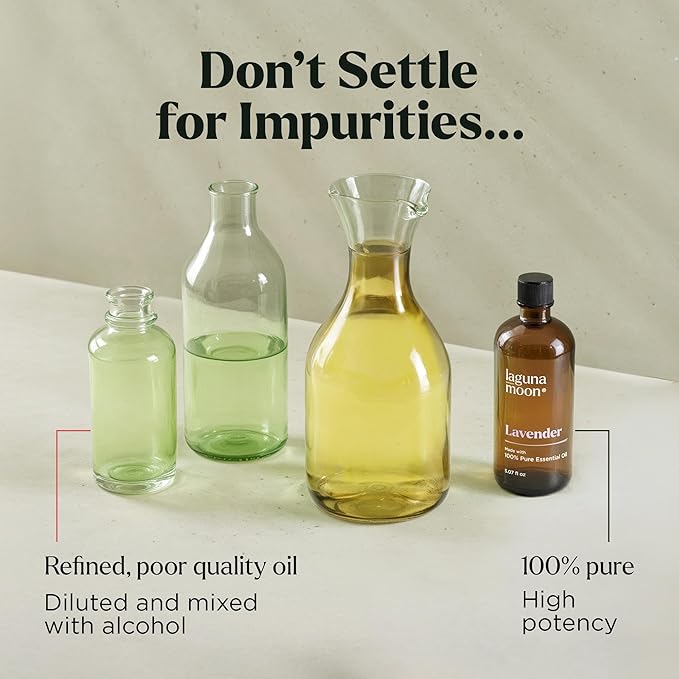 Lagunamoon Lavender Essential Oil - Pure Essential Oils for Diffusers, Humidifiers, Aromatherapy, Cars, Yoga, Home Essentials - Relaxing Fragrance Scents for Fresheners and Candle Making (150ml)