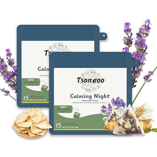 Sleeping Tea for Bedtime Extra Strength with Ashwagandha & Chamomile Lavender, Caffeine-Free Bedtime Time Tea, Calming Herbal Tea for Sleeping, Sleeping tea (2pcs)