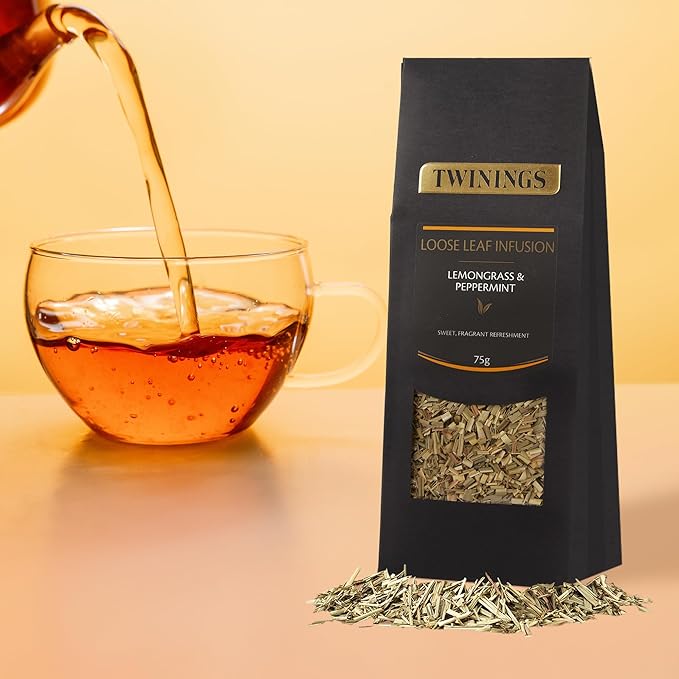 Twinings Lemongrass & Peppermint Loose Leaf Infusion Herbal Tea, 2.65 Ounce (75g) Pouch, Naturally Caffeine-Free, Enjoy Hot or Iced